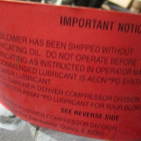 Gardner Denver Sutorbilt GAHHDPA Rotary Positive Displacement Lobe Blower 8HP