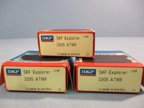 Lot of (3) SKF Explorer 3205 ATN9 Double Row Angular Contact Bearing