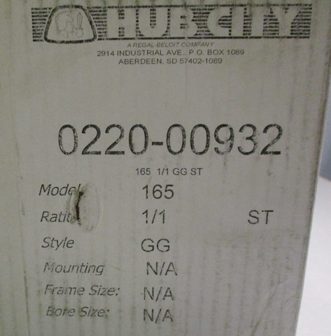 Hub City 022000932 Gearbox GG Style Shaft 1 in dia Universal 4 Bolt 1:1 Ratio