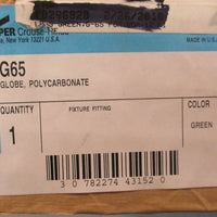 Cooper CrouseHinds G65 Polycarbonate Globe Fixture Fitting Green 8" Length