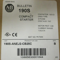 Allen Bradley 190S-ANEJ2-CB25C Ser B Contactor Motor Protector 3 Phase 1.6-2.5 A