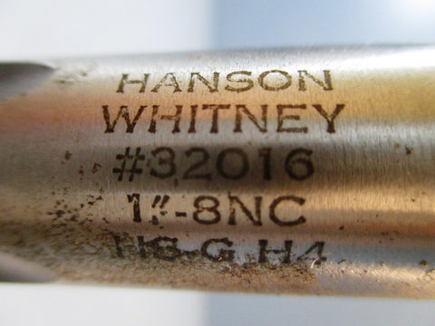 Hanson Whitney Precision High Speed Ground Hand Tap, 1"-8 NC, HS-G, H4, #32016