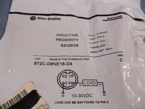 Allen Bradley 872C-D8NE18-D4, Series C Proximity Switch Sensor
