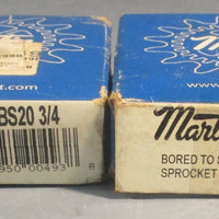 Martin 40BS20 3/4 Single Pitch Roller Chain Sprocket 20 Teeth 3/4" Bore Lot of 2