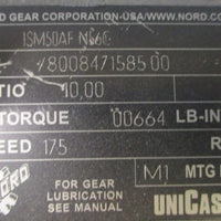 Nord 1SM50AFN56C Right Angle Gearbox 10:1, 1" Bore, 175RPM  1SM50AF N56C