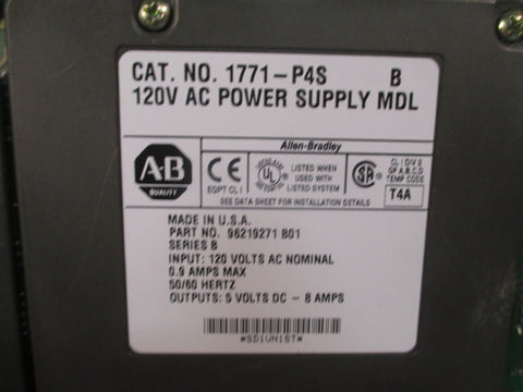 Allen-Bradley PLC 5 Power Supply 120VAC Input Series B 1771-P4S