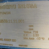 Sew Eurodrive R37DRS71S4/DH Gear Motor 0.5 HP 39.17:1 Ratio 43 RPM Out 716 InLb