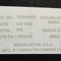 VWR 13259032 Standard HeatBlock II 949031, 120 VAC, 200 Watts w/ 1 Block