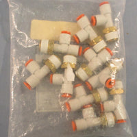 SMC KQ2Y0736S Male Run Tee Fittings 1/4" P2C to 3/8" NPT Bag of 10 Sealed