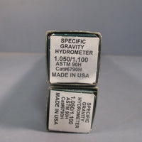 Lot of 2 Bellwether Specific Gravity Hydrometer 1.050/1.100 ASTM 90H Cat# 6790H