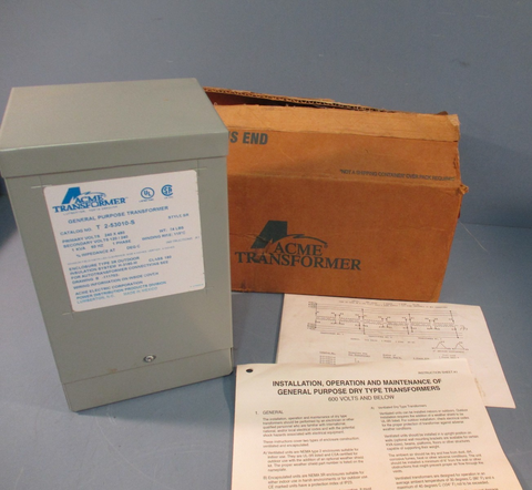 Acme T-2-53010-S Dry Type Distribution Transformer 1.00 KVA 60Hz 1 Phase 240/480