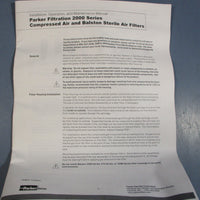 Parker Balston 2002N0A0SA Filter .60 Liter Cap. 250psig Max 10012SA Element