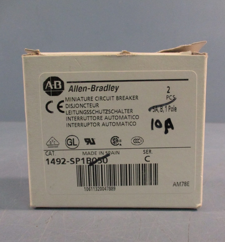 ALLEN BRADLEY 1492SPM1B050 SER C 5A 1 POLE SUPPLEMENTARY PROTECTOR (2 IN PACK)