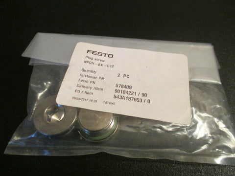 Festo PushIn Plug Screw 2PC 578409 Model NPQHBKG12
