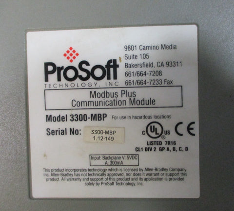 ProSoft 3300MBP Modbus Plus Communication Module 5VDC