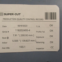 Super Cut 66260122152 Grinding Wheel 3.5MM Glass 7600 RPM 51/2" 8" OD