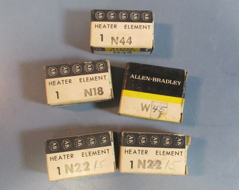 Lot of 5 Various Allen Bradley Heater Elements N44, N15 & W45 NOS