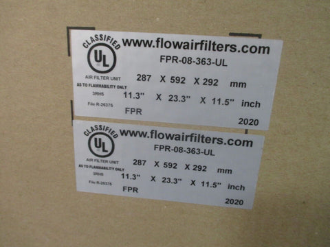 Lot of 2 FlowAirFilters Air Filter Unit 11.3" x 23.3" x 11.5" Inch FPR-08-363-UL