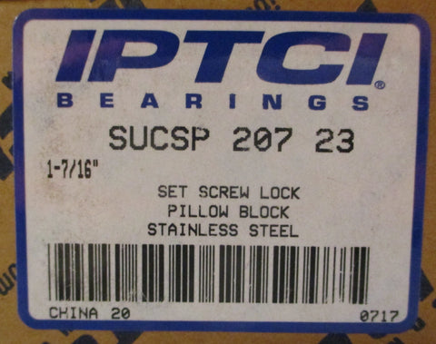 IPTCI SUCSP 207 23 2-Bolt Pillow Block Bearing SUCSP20723 1-7/16" Bore
