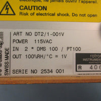Rotronic DT2/1001V Humidity Monitor Hygroskop DT 115VAC Model #DT2