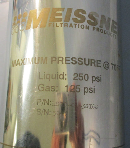 Meissner HS2D013SI6S Filter Housing 36" Long 4" OD 250PSI Liquid 125PSI Gas
