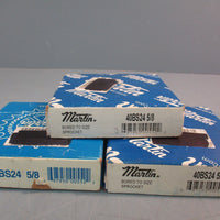 LOT OF (3) MARTIN 40BS24 5/8" BORE ROLLER CHAIN SPROCKET ANSI #40 CHAIN 24 TEETH