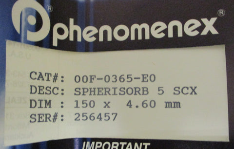 Phenomenex 00F0365E0 Spherisorb 5 SCX HPLC Column 150 x 4.60 mm