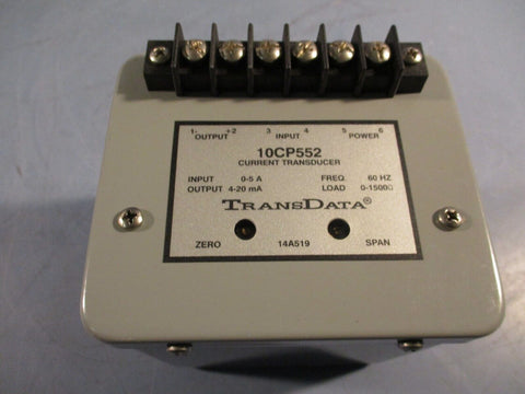 TransData Current Transducer 0-5 Amp Input 4-20mA Output 6 Screw 60 Hz 10CP552