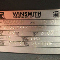 Winsmith 926CDSN Gear Reducer 10:1 Ratio, 1750 RPM, 3.07 Input HP, 995 InLb