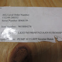 Alfa Laval LKH35M190D4YN25AAN 21/2 x 2" Centrifugal Pump 9618084276 15 HP