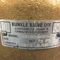 Kunkle 6010JHM01-AM0075 Safety Relief Valve 2" 75PSI Set Pressure 2in.x2-1/2in