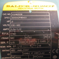 Baldor Reliance VUHM3538 Industrial Motor 35X042P864G 0.5HP 1740RPM 5/8" Shaft D