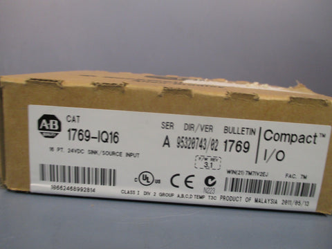 AllenBradley Compact I/O 16 Pt 24VDC Input Module Ser. A 1769IQ16 SEALED