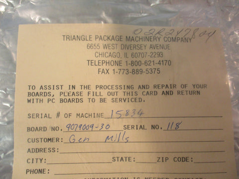 Triangle Package Machinery 907900930 Circuit Board Rev.14 12" Length