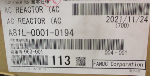 Fanuc A81L-0001-0194 3-Phase AC Reactor 480 Volt AC 219 Amp