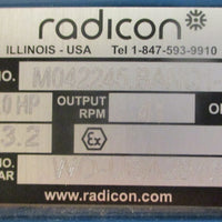 Radicon M042245.BANQ1 Gear Reducer 43.2:1 Ratio 2.0HP 41RPM 1-1/4" Shaft Dia NOS
