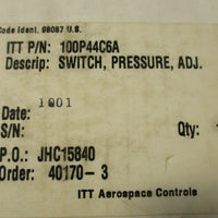 ITT NeoDyn 100P44C6A Adjustable Pressure Switch 50 to 300 PSIG 125VDC 250VAC
