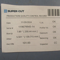 Super Cut 66260206399 Grinding Wheel Max 7600 RPM Test Dia 1160 51/2" ID 8" OD