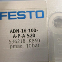 Festo ADN16100APAS20 Compact Air Cylinder 536218 10bar 315/16" Stroke
