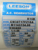 Leeson CM38T17FZ18A Gearmotor K15B 20:1 Ratio 86 RPM 0.25 HP 1/2" Shaft Dia