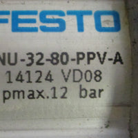Festo DNU3280PPVA Pneumatic Cylinder 14124 12 bar Max 80mm Stroke