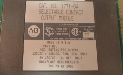Allen Bradley 1771OW Selectable Contact Output Module Used