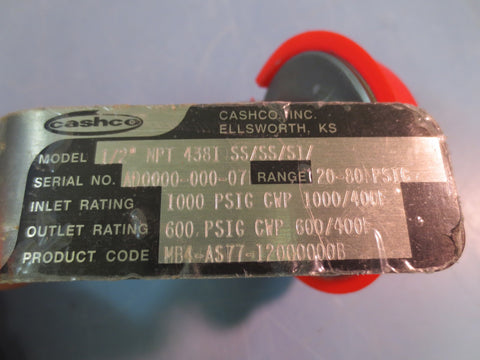 New CASHCO 4831 1/2” Npt 1000psi In 600psi Out Pressure Regulator