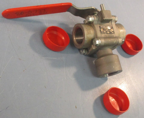 Worcester T4466TSE 3 Way Ball Valve 400F Max Temp 1" ID Threaded