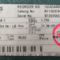 Dodge Quantis BF1483N320TC Gear Reducer 26.58:1 Ratio, 68,354 InLb, 71.39 HP In