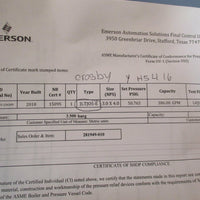 Anderson Crosby 3K4 JLTJOSE15A Relief Valve 3.5 BARG, 87.7 M3/HR WTR @ 20 C