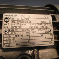 NORD AC Electric Motor 230/450v, 3 ph, 1700 rpm 60Hz, TEFC 8009381215.00