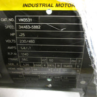 BALDOR INDUSTRIAL MOTOR 1/4HP 208230/460V 1140RPM 56C 60 HZ 3 PHASE VM3531
