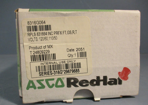 ASCO 8316G064 Solenoid Valve 24VDC 120VAC 1/2"NPT 10-125/150psi