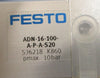 Festo ADN-16-100-A-P-A-S20 Compact Air Cylinder 536218 10bar 3-15/16" Stroke